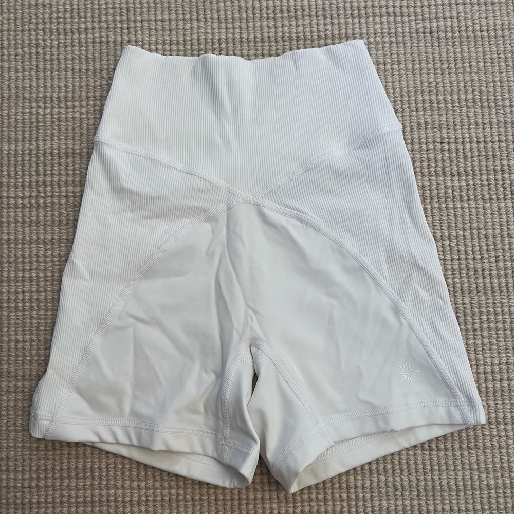 White offline by Aerie Gym Shorts size S but can fit an XS